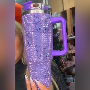 Purple Sparkly Rhinestone Bling Kuromi 40 oz Tumbler with Handle